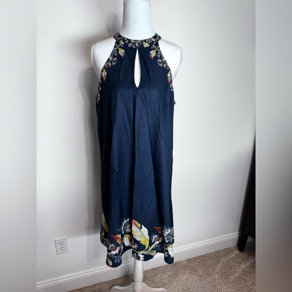 Source Unknown Navy Floral Midi Dress